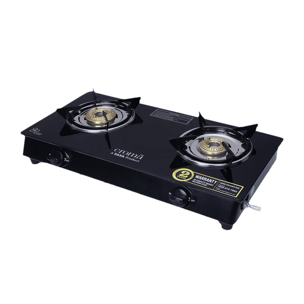 Buy Croma Classic Toughened Glass Top 2 Burner Manual Gas Stove (ISI